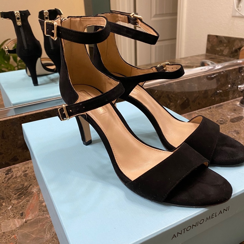 Black strap Suede heels